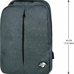 Beste Verkoop 🌟 SafeSave Rugtas – Waterafstotende Schooltas Met Laptop Vak En Usb Aansluiting – Schoudertas – 15.6 Inch – Antraciet 🤩 -Bergstein Shop 550x665 7