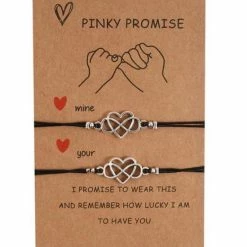 Beste Pirce 🎁 Akyol Vriendschapsarmband - Pinky Promise - BFF - Moeder Dochter Armband - Armband Voor Moeder En Dochter - Moederdag - Vrienden - Hanger Hartje - 2 Stuks - Bff Armband - Vriendschaps Armband - Meiden Armband - Geluks Armband 🥰