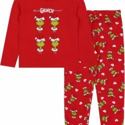 Flash-uitverkoop 🤩 Produkt The Grinch 🎁 Christmas - Pyjama Voor Meisjes, Katoen, Lange Broek, Rood / 98 🌟