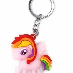 Korting 👍 Merkloos Kinder Sleutelhanger Tashanger Unicorn My Little Pony Van Siliconen Roze Multicolor Regenboog Met Keyring 5x5 Cm 🛒