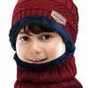 Kopen 🤩 AA Commerce Luxe Gebreide Kinder Beanie Muts Met Sjaal Set - Bonnet Winter Muts Met Colsjaal Nekwarmer - Halswarmer Wintermuts Gevoerd Wol - Balaclava Bivakmuts Met Nek Warmer Col - Heerlijk Warme & Zachte Fleece Voering - Voor Kinderen Van 5-14 Jaar - Rood 😍