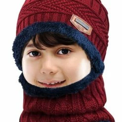 Kopen 🤩 AA Commerce Luxe Gebreide Kinder Beanie Muts Met Sjaal Set - Bonnet Winter Muts Met Colsjaal Nekwarmer - Halswarmer Wintermuts Gevoerd Wol - Balaclava Bivakmuts Met Nek Warmer Col - Heerlijk Warme & Zachte Fleece Voering - Voor Kinderen Van 5-14 Jaar - Rood 😍