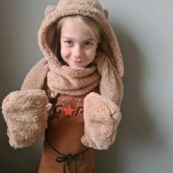 Kopen ❤️ Merkloos Sjaal Muts En Wanten - Set Winter Sjaal Muts En Wanten - Kind 4-6 Jaar - 3-in 1 - Bruin 👏