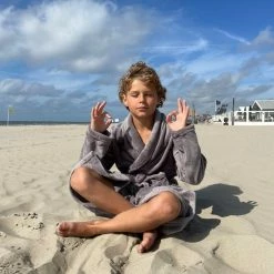 Flash-uitverkoop ⌛ Relax Company Kinderbadjas - Taupe/Grijs - Fleece - Meisjes & Jongens - Ochtendjas- Maat 164/176 😀 -Bergstein Shop 550x733 2