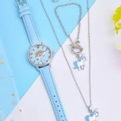 Gloednieuw 👍 Pippashop Kinderhorloge + Sieradenset Unicorn - Eenhoorn - Ketting + Armband + Oorbellen Blauw 🎉 -Bergstein Shop 550x733 59