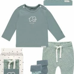 Nieuw 🔔 Noppies - Cadeauset (5delig) - Kledingset - Biologische Katoen - Broek Kirsten Mint Groen - 👕 Shirt Amanda Groen - Muts Marjolein - 2paar Sokken Dot - Maat 62 ❤️