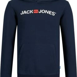 Promo 😀 JACK & JONES JUNIOR JACK&JONES JUNIOR JJECORP OLD LOGO SWEAT HOOD NOOS JNR Jongens Trui - Maat 152 🤩