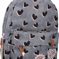 Beste deal π Milky Kiss Love Land - Rugzak - Schooltas Meisje - Grijs - Hartjes βοΈ