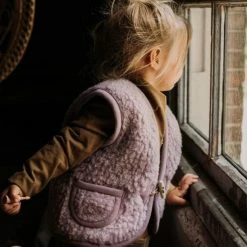 Promo 😀 Alwero Unisex Gilet "Alpen Junior 100% Wol" Lila - Maat 104/110 👏