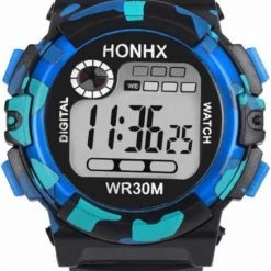 Korting 🥰 Fako® - Kinderhorloge - Honhx Camouflage Army - Blauw 🔔